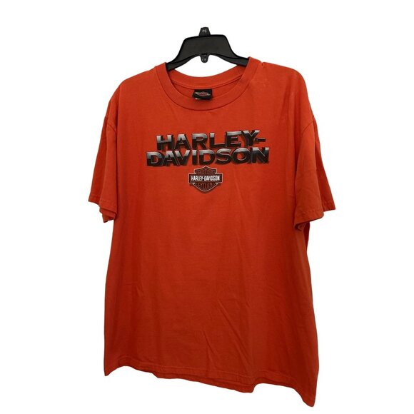 Harley-Davidson Kauai Hawaiian Orange T-Shirt XL 100% Cotton Mens Graphic Tee - Picture 1 of 7